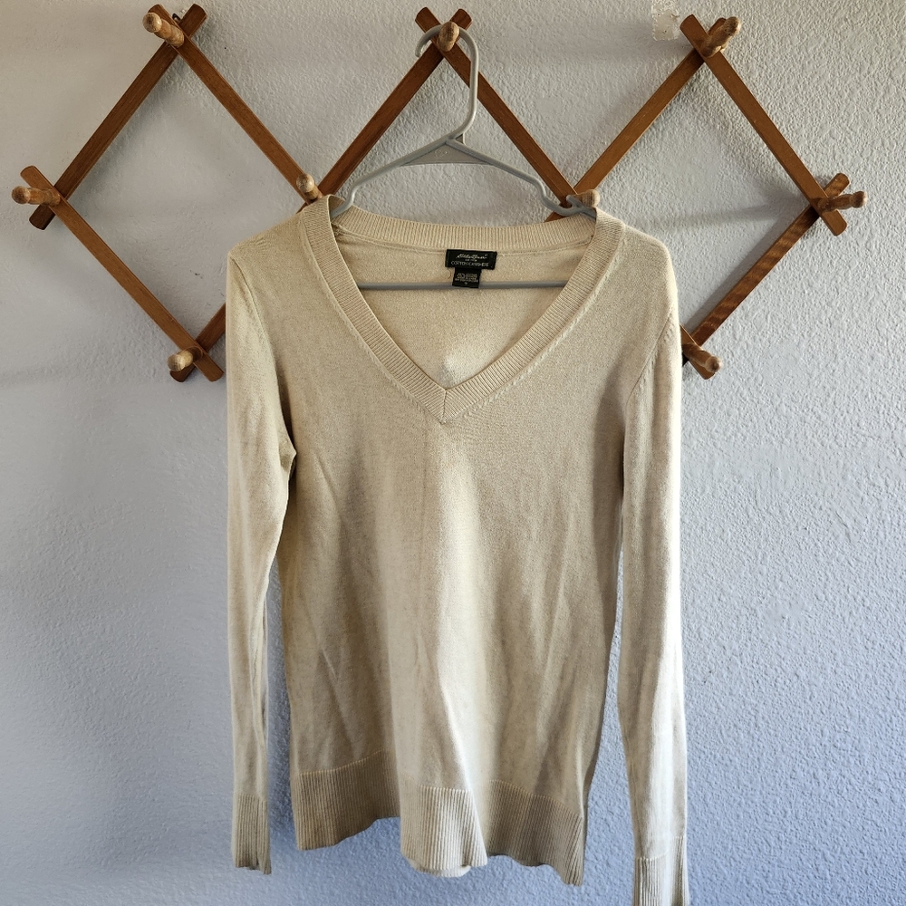 Eddie Bauer Cotton Cashmere V-Neck Sweater